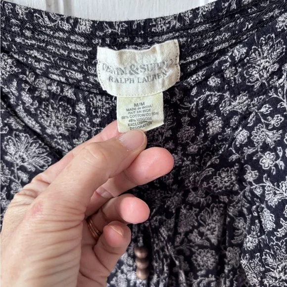 Denim & Supply Ralph Lauren Floral Elastic Tie Wrap Wide Leg Pants Size Medium - Picture 2 of 12